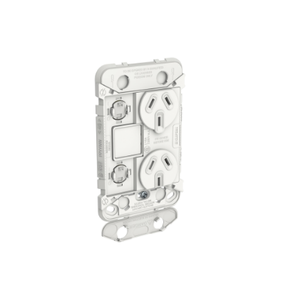 Picture of Clipsal Iconic, Double Switch Power Point Grid with 1 extra switch, Vertical Mount, 250V, 10A, Less Mechanism