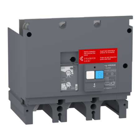 Picture of Earth-leakage add-on protection module, EasyPact CVS 400/630, 200VAC to 440VAC, 30mA to 30A, 3 poles