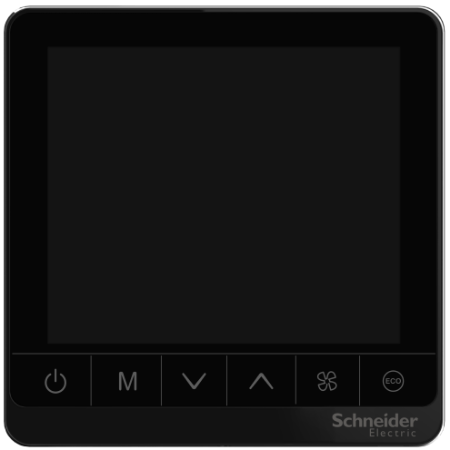 Picture of Thermostat, Spacelogic, fan coil on/off, standalone, touchscreen, 2P, 3 fan, 240V, black