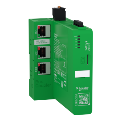 Picture of Bus coupler, TeSys island, 24VDC, Ethernet switch (EtherNet IP / Modbus TCP)