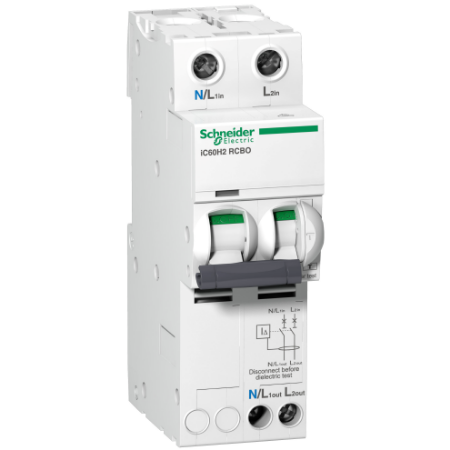 Picture of Acti9, Residual current breaker with overcurrent protection (RCBO), Acti9 iC60H2 RCBO, 2P, 25A, 30mA, A type, 10000A