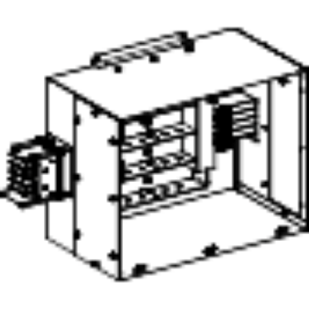 Picture of Central feed unit, Canalis KSA1000, aluminium, 800/1000A, central mounting, without line protection, 3L+N+PE, RAL9001