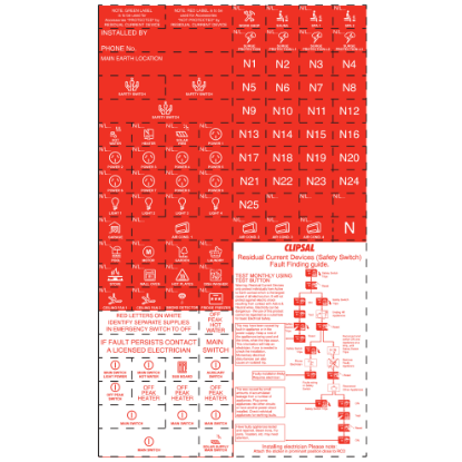Picture of Clipsal MAX9, Circuit Identification Label for Non-RCD Protected Circuit, Red