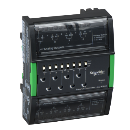 Picture of Central I/O module, SpaceLogic, 8 analog voltage/current outputs, hand control/override switches