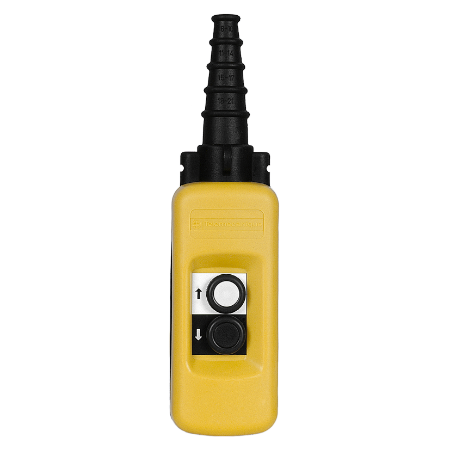 Picture of Pendant control station, Harmony XAC, plastic, yellow, 2 push buttons with NO+NC