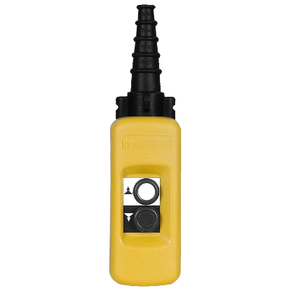 Picture of Pendant control station, Harmony XAC, plastic, yellow, 2 push buttons with 2NO+1NC