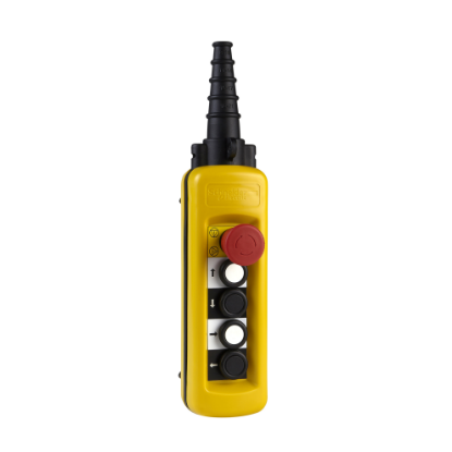 Picture of Harmony XAC, Pendant control station, plastic, yellow, 4 push buttons, 1 emergency stop