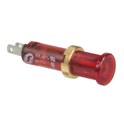 Picture of Pilot light, Harmony XVL, plastic, red, 8mm, covered LED, faston connectors, 24V DC