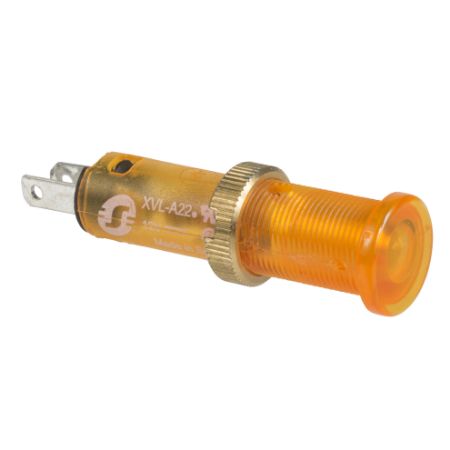 Picture of Pilot light, Harmony XVL, plastic, yellow, 8mm, covered LED, faston connectors, 24V DC