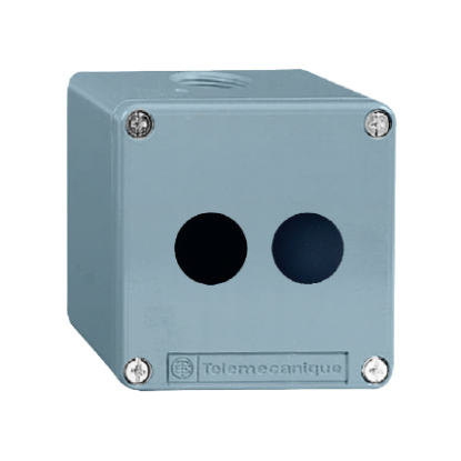 Picture of Harmony XAP XB2 SL, Empty control station, zinc alloy, blue, 2 cut-outs, Ø22, with ISO cable entries, 80 x 80 x 51.5 mm