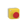 Picture of Control station, Harmony XALK, plastic, yellow lid, 1 red mushroom 40mm, turn to release, 1NC with monitoring, unmarked, UL/CSA certified