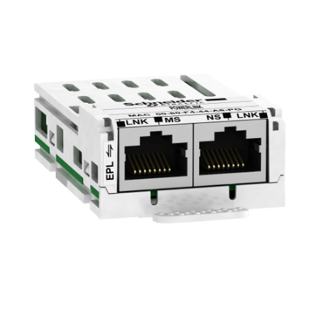 Picture of communication module Ethernet Powerlink, Altivar, 10/100Mbps, 2 x RJ45 connectors