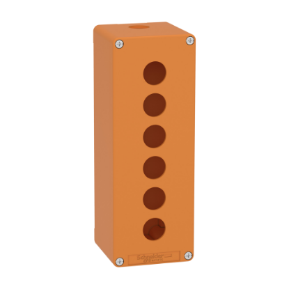 Picture of Empty control station, Harmony XAP, XB2 SL, zinc alloy, orange, M25, 6 cut outs 22mm, 80x220x77mm