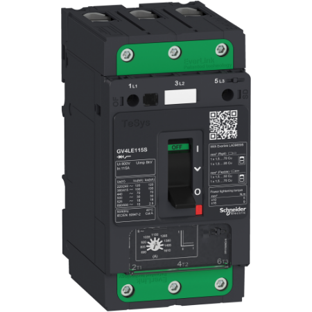 Picture of TeSys Deca, Motor circuit breaker, TeSys GV4, 3P, 50A, Icu 100kA, magnetic, EverLink terminals