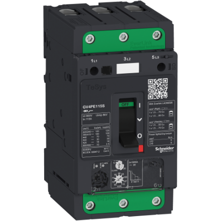 Picture of TeSys Deca, Motor circuit breaker, TeSys GV4, 3P, 3.5A, Icu 50kA, thermal magnetic, Everlink terminals