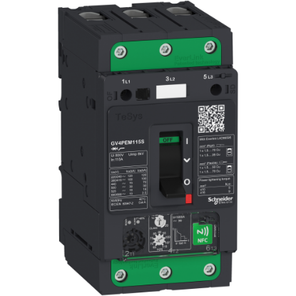 Picture of TeSys Deca, Motor circuit breaker, TeSys GV4, 3P, 3.5A, Icu 50kA, thermal magnetic multifunction, Everlink terminals