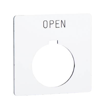 Picture of Legend, Harmony 9001K, Harmony 9001SK, 30mm, plastic, white with black letters, 57mm square, marking OPEN