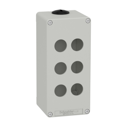 Picture of Die cast empty control station, Harmony XAP, XB2 SL, zinc alloy, grey, M25, 6 cut outs 22mm, 80x175x77mm