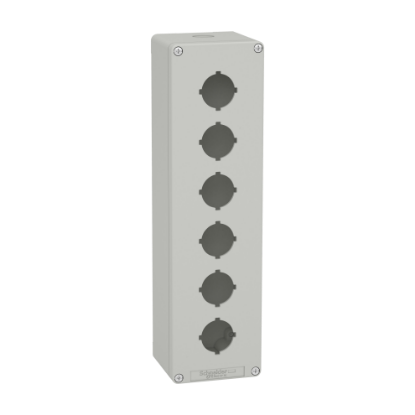 Picture of Empty control station, Harmony XAP, XB2 SL, aluminium, grey, M32, 6 cut outs 30mm with notches, 80x310x77mm