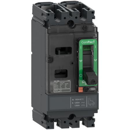 Picture of Circuit breaker, ComPacT NSX160S AC/DC, 70kA/415VAC, 2 poles, TMD trip unit 125A