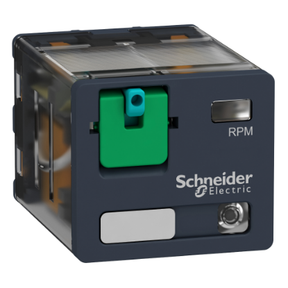 Picture of plug-in relay, Harmony electromechanical relays, 15A, 3CO, with LED, lockable test button, 12V DC
