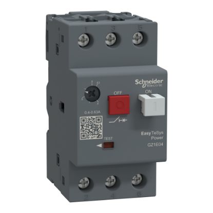 Picture of Motor circuit breaker,Easy TeSys Power,GZ1E,AC-3,3P,0.40..0.63A,thermal magnetic trip