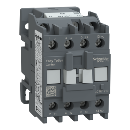 Picture of Contactor,Easy TeSys Control,LC1E,3P(3NO),AC-3,<=440V,12A,24V AC coil,50Hz,1NO auxiliary contact