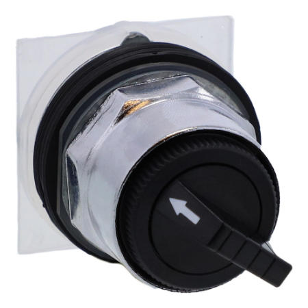 Picture of Selector switch head, Harmony 9001K, metal, standard handle, black, 30mm, 2 positions, spring return left to right