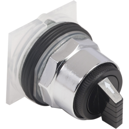 Picture of Selector switch head, Harmony 9001K, metal, standard handle, black, 30mm, 3 positions, spring return left to center