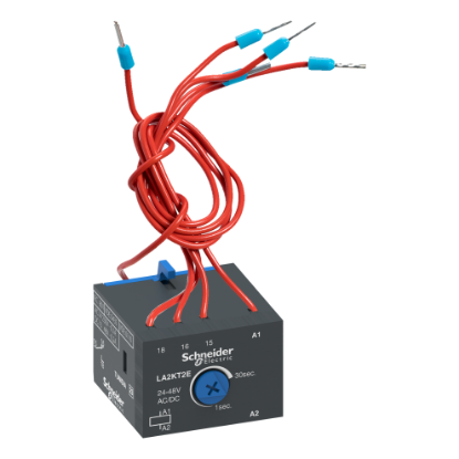 Picture of TeSys, Electronic time delay auxiliary contact block, TeSys K, 1C/O, on delay 1-30s, front, control 24-48 V AC/DC