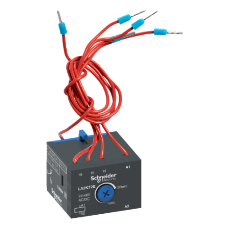 Picture of TeSys, Electronic time delay auxiliary contact block, TeSys K, 1C/O, on delay 1-30s, front, control 24-48 V AC/DC