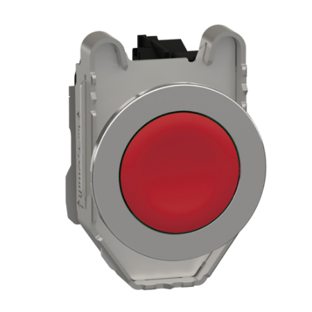 Picture of Push button flush mounted, Harmony XB4, metal, red, 30mm, spring return, unmarked, 1NC