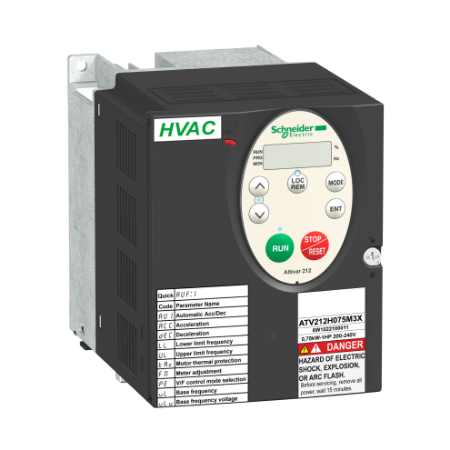 Picture of variable speed drive, Altivar 212, 0.75kW, 1hp, 480V, 3 phases, with EMC, IP21