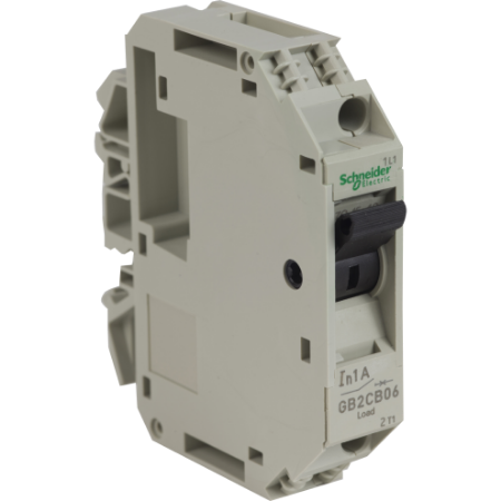 Picture of Circuit breaker, TeSys GB2, 1P, 1A, Icu 50kA at 240V, Thermal magnetic, DIN rail mounted