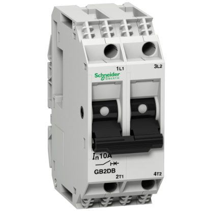 Picture of Circuit breaker, TeSys GB2, 2P, 6A, Icu 1.5kA at 415V, Thermal magnetic, DIN rail mounted