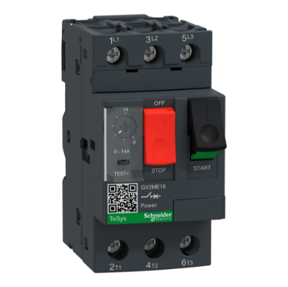 Picture of TeSys Deca, Motor circuit breaker, TeSys Deca, 3P, 9 to 14A, thermal magnetic, screw clamp terminals, button control