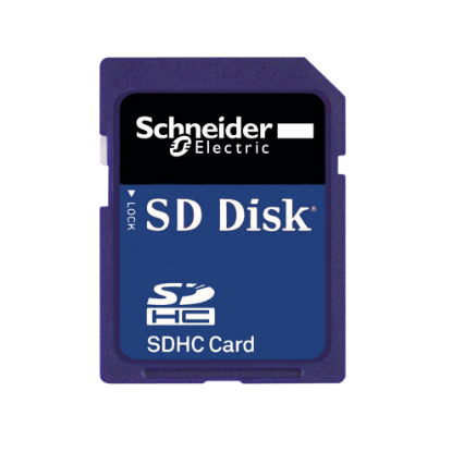 Picture of memory card, Modicon M340, SD flash, 8MB with 128MB file storage, for processor