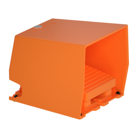 Picture of Single foot switch, Harmony XPE, metal, orange, with cover, 1 step, 1 contact 1NC+NO, IP66