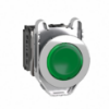 Picture of Illuminated push button, Harmony XB4, metal, green flush mounted, 30mm, universal LED, plain lens, 1NO + 1NC, 24V AC DC