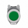 Picture of Illuminated push button, Harmony XB4, metal, green flush mounted, 30mm, universal LED, plain lens, 1NO + 1NC, 24V AC DC