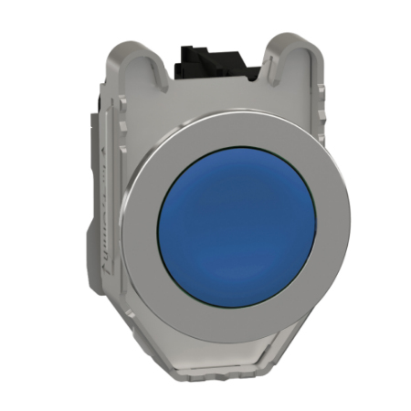 Picture of Push button flush mounted, Harmony XB4, metal, blue, 30mm, spring return, unmarked, 1NC