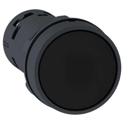 Picture of Monolithic push button, Harmony XB7, plastic, black, 22mm, spring return, unmarked, 1NO