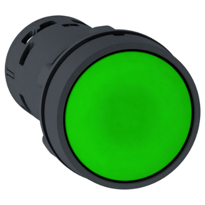 Picture of Monolithic push button, Harmony XB7, plastic, green, 22mm, spring return, unmarked, 1NO