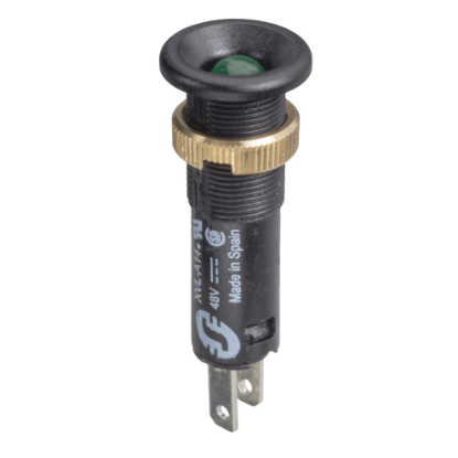 Picture of Pilot light, Harmony XVL, plastic, green, 8mm, protruding LED, faston connectors, 24V DC