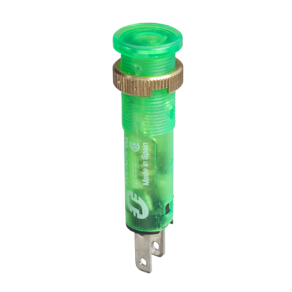 Picture of Pilot light, Harmony XVL, plastic, green, 8mm, covered LED, faston connectors, 24V DC