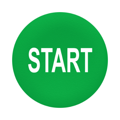 Picture of Cap for push button head, Harmony XB4, plastic, green, 22mm, white  marked START