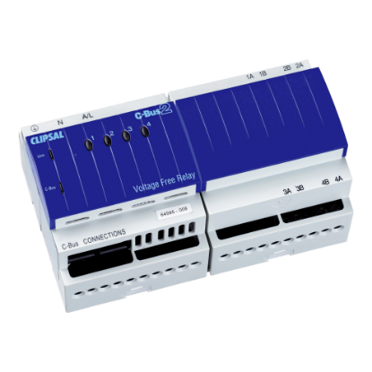 Picture of Clipsal C-Bus, Relay, DIN Rail Mounted, Voltage Free, 240V AC, 4 Channel, 10A, With C-Bus Power Supply