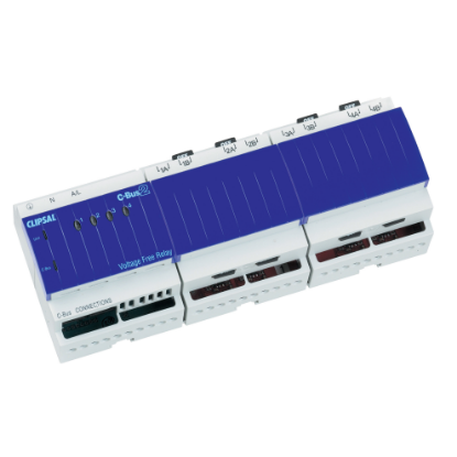 Picture of Clipsal C-Bus, Relay, DIN Rail Mounted, Voltage Free, 240V AC, 4 Channel, 20A, With C-Bus Power Supply