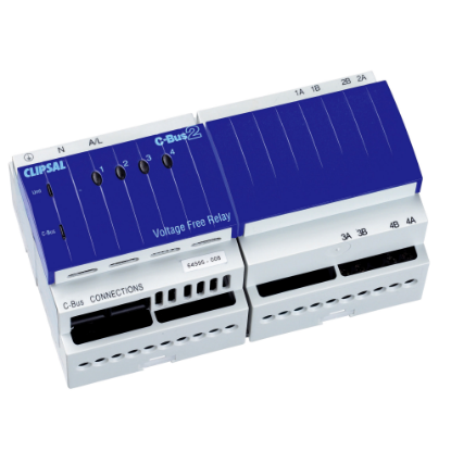 Picture of Clipsal C-Bus, Relay, DIN Rail Mounted, Voltage Free, 240V AC, 4 Channel, 10A, Without C-Bus Power Supply