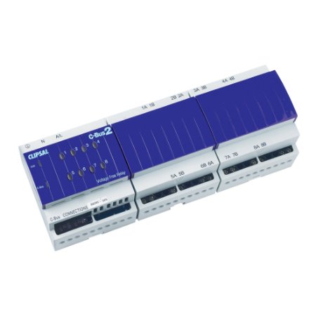 Picture of Clipsal C-Bus, Relay, DIN Rail Mounted, Voltage Free, 240V AC, 8 Channel, 10A, With C-Bus Power Supply